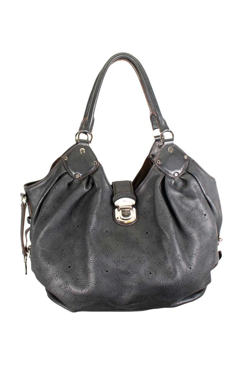 LOUIS VUITTON Black leather 'Mahina' slouchy shoulder bag with perforated monogram and silver-tone hardware - Logoexplore - Image 2