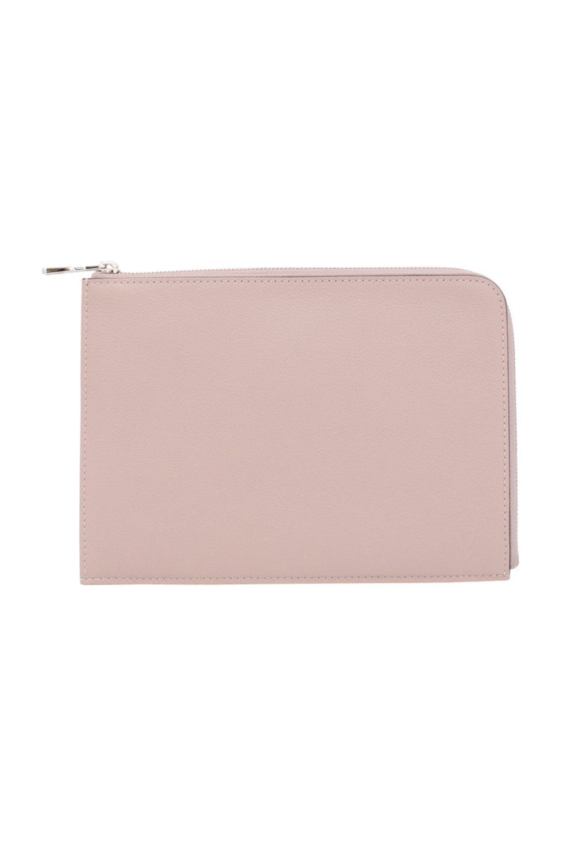 LOUIS VUITTON Dusty purple po jour taupe leather zipper clutch - Logoexplore