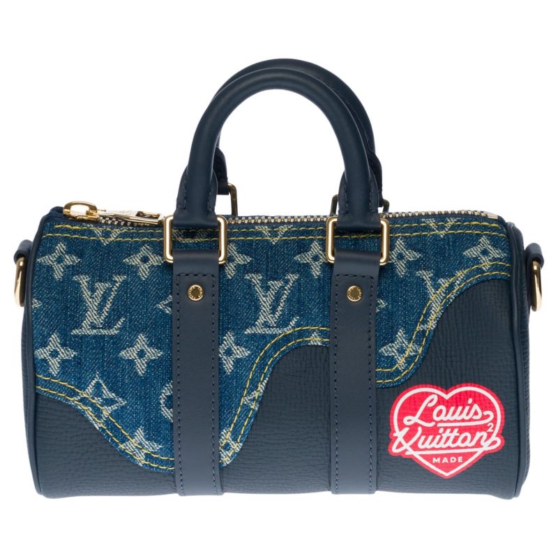 LOUIS VUITTON BRAND NEW-Limited edition keepall XS strap in blue denim by Nigo - Logoexplore