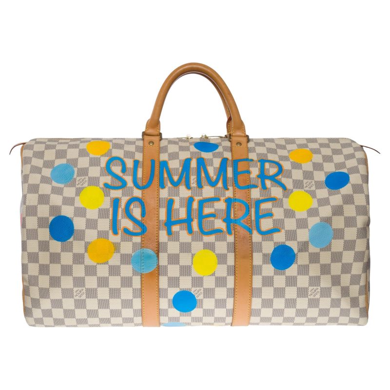LOUIS VUITTON Customized "Summer X Spring" Keepall 50 travel bag in azure canvas - Logoexplore