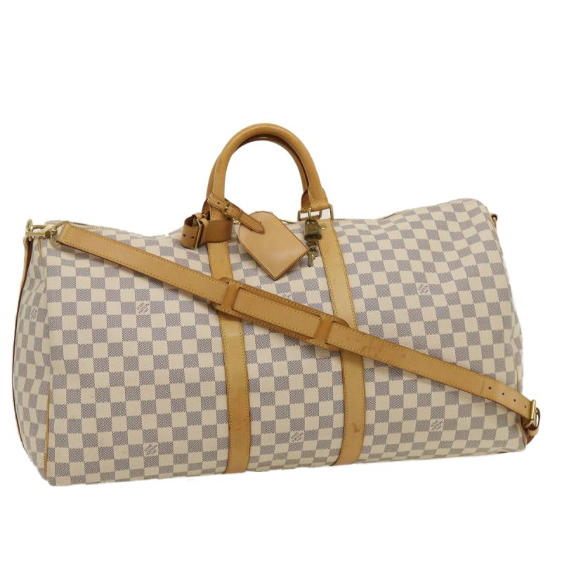 LOUIS VUITTON Damier Azur Keepall Bandouliere55 Boston Bag N41429 yk4587 - Logoexplore